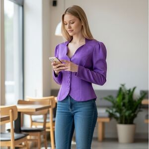 Vintage Y2K Purple Back Peplum Waist Jacket Size Small